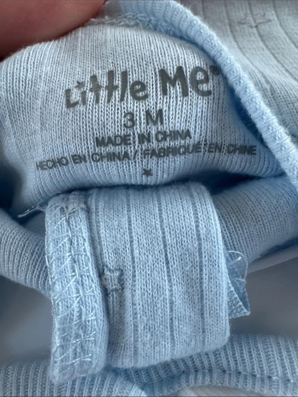 Little Me Light Blue Baby Footed One-Piece, Bib & Hat Set